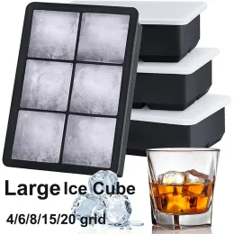Narzędzia 4/6/8/15/20grid duże lodowe klosz kwadratowy taca lodowa forma Big Cubitera żywność silikonowa taca MOLE MED DIY Ice Cube Tray