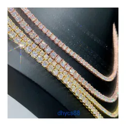 モイサナイトダイヤモンドヒップホップメンネックレス卸売アイスアウトキューバリンクチェーン2-6.5mmテニス