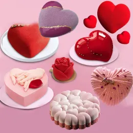 Kalıplar sevgi kalp şeklindeki silikon pişirme tavası için pasta köpüğü kek kalıbı fransız tatlı pişirme formları düğün için sevgililer günü partisi