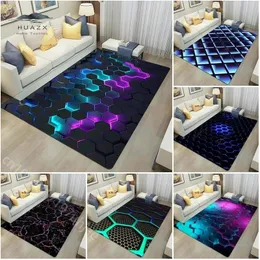 Dunkle Neoneffekt Teppiche für geometrische Mattenspiele Gaming Wohnzimmer Fußboden Schlafzimmer Teenager Coole Rugententeppiche Home Dekoration 240424