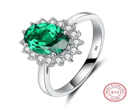 Jóias de moda brilhante anel de princesa fofa pura 100 925 Sterling Silver Emerald CZ Diamond Gemtones Girl039S Mulheres Casamento 5899280