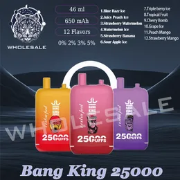 Authentic Bang King 25000 Puff Disposable Vape Pen 25k E Cigarette 650mAh Rechargeable Mesh Coil 23mlx2 Pre-filled Pod 0% 2% 3% 5% Level Vaporizer Device 12 Flavors