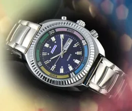 Beliebte Militärmänner große Größe Watchs das gesamte Verbrechen cool fein Edelstahluhr Quarz automatisch Tag Datum Zeitkette Armband Doppelkalender Uhr