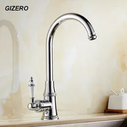 Bathroom Sink Faucets Luxury Euro Style Ceramic Faucet 360 Swivel Spout Chrome Polished Vanity Mixer Taps Deck Mounted Kitchen ZR615