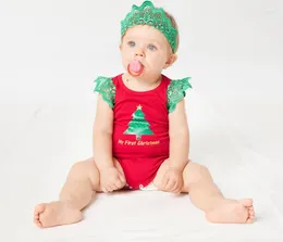 Set di abbigliamento Merry Year Baby Fashion Christmas Tree Suutits e in pizzo Crown Heads Abbiglia