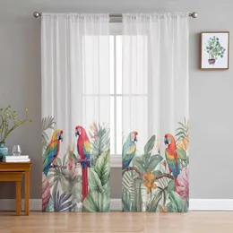 Tende estate tropicale foresta pluviale piante tende trasparenti per soggiorno moderno decorazione per casa tulle camera da letto tende