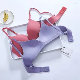 Bras semplice luce monopezzo e reggiseno da donna sottile comodo petto di cucitura senza cucitura raccolta nessuna tazza di biancheria intima in acciaio