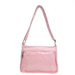 Axelväskor japanska flickor pvc fönster ita tote väska jk kvinnor avslappnad rese transparent crossbody kvinnlig läder shopping handväska