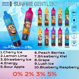 Original Sunfire 18000 Puff 18k Bildschirmanzeige 15k 20k Einweg -Vape -Box 15000 Puffs Mesh Coil Ladargable Vaporizers 0% 2% 3% 5% 20 Farben Vapes System