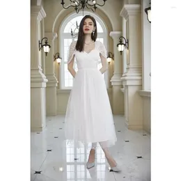 Casual Dresses Women Elegant Short Puff Sleeve V Neck High midje Mesh Cocktail Evening Long Dress Prom Gown Spring Summer Corset Party