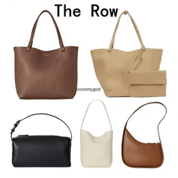 Luxurys The Row Lunch Box Shop Bag Womens White Half Moon Designer Bag Park Tote Axel Handväska hink Pochette Väskor Man Real Leather Crossbody Clutch Underarm Bag