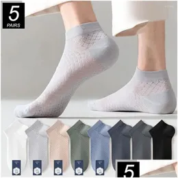 Meias masculinas 5 pares verão primavera de alta qualidade masculino de algodão algodão fino que absorve malha curta odor de tubo curto calcetinos resistentes