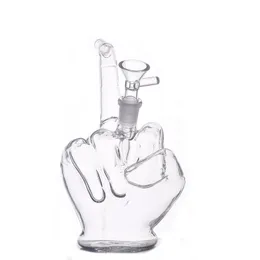 1pcs Middle Finger Dab Rig Bongs Hookahs Water Pipes Showerhead Perc Beaker Bong 14mm Female Dry Herb Tobacco Spoon Pipe with Bowl Male Glass Oil Burner Pipe