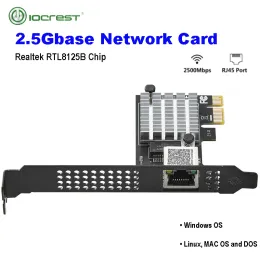 Cards IOCREST Game PCIE Card 2500Mbps Gigabit Network Card 10/100/1000Mbps RTL8125B RJ45 Wired Computer PCIE 2.5G Network Adapter LAN