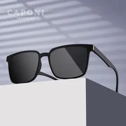 Caponi Mens Solglasögon Polariserade klassiska design Eyewear Protect Eyes Black Shades för manliga utomhuskörande solglasögon CP6199 240323