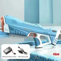 Gun Toys Electric Water Gun Absorbering Automatic High-Pressure Stark laddning utomhus vattenstrid Interactive Beach Water Gun barnleksaker T240428