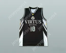 Custom Nay name Mens Youth/Kids Matjaz Smodis 18 Virtus Bologna Italy Black Basketball Jerse