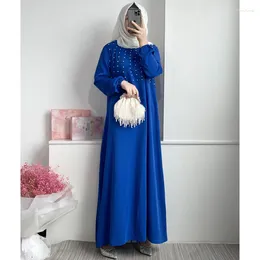 Ethnic Clothing Baya Muslim Abaya Dubai Dress Middle East Party For Women Fashion Nail Pearl