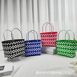 Xiaohongshu Pp Woven Bag Diy Souvenir Vegetable Basket Woven Bag Tote Bag Beach Bag Handbag Hand Bag