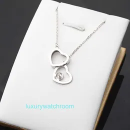 Luxury Tiifeniy Designer Pendant Necklaces S925 Silver headband chain double heart movable Necklace female jewelry 56 pearl empty support DIY accessories 41