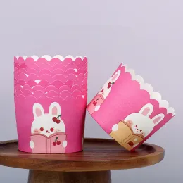 Kalıplar 50pcs Paskalya Tavşan Cupcake Paper Cups Happy Paskalya Parti Kek Kağıt Bardak Pişirme Cupcake kalıpları Panettone Muffin Cupcake Cup