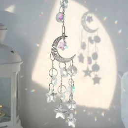 Садовые украшения 4 шт серебряный серебряный подвесной ловчик Sun Moon Sun Crystal Suncatchers Prism стеклян