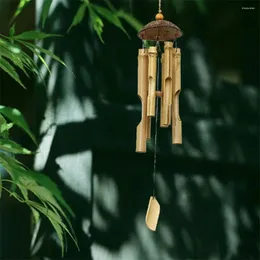 Dekorative Figuren Holz handgefertigt Bambus Wind Chimes Big Bell Tube Chime Wand Hanging Home Decorations Accessoires 46 cm lang