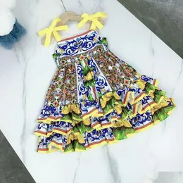 Abiti per ragazze ragazze designer di lusso per bambini vestiti per bambini estate abiti da principessa carina dolce ragazza dolce per feste e nozze dhvbl