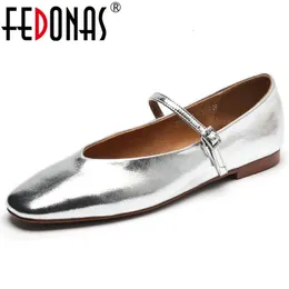 Fedonas Concise comode casual Women Flats Spring Summer Office Ladies genuine in pelle Mary Janes Shoes Woman Style Retro 240424