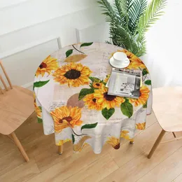 Tischtuch Retro Sonnenblume runde Tischdecke wasserdichte faltenfeste Wärme wiederverwendbarer Dekorationen Herbst