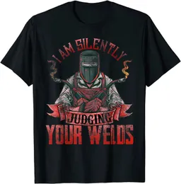 Men's T-Shirts Funny Welder Shirts For Men I Am Silently Judging Your Welds T-Shirt Fitted Men T Shirt Unique T Shirt Cotton Leisure T240425