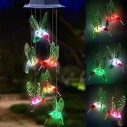 Solar Fairy Light Outdoor Powered LED Wind Chime IP65 Lâmpadas à prova d'água à prova d'água Hummingbird para decoração de jardim de jardim 240419