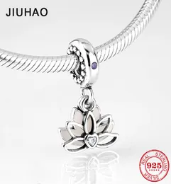 New fashion 925 Sterling Silver like pink Blooming lotus fine Pendants beads Fit Original Charms Bracelets making CJ1911169659581