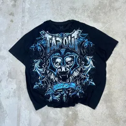 Y2K Street Goth Skull Tir camiseta Europeia e Americana Retro Graphic Tshirt Tops 2024 Casual Casual para homens Mulheres 240420