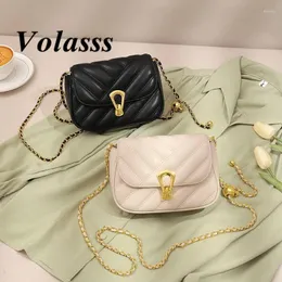 Сумки для плеча Volass Fashion Women Square Bag Small Cowhide Messenger Chain Simbag Luxury Only Leather Crossbody самка