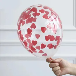 زخرفة الحفلات 5pcs red heart confetti air globos valentines day balloons palloons عيد ميلاد البالون