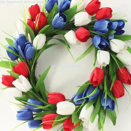 Decorative Flowers Artificial Wreath Flower For Door Hanging Home Party Festivals July Of 4th Independence Day Decorations
