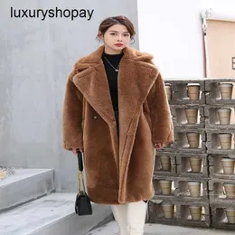 Maxmaras Casaco Teddy Bear Womens Cashmere Caats Wood Inverno Novo Camelo Fur Lamb Hair Suit Collar Mid I0Q1