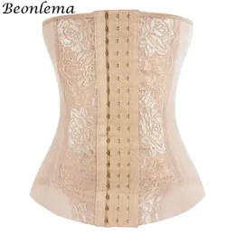 Mesh Embroidered Breathable Girdle Waist Trainer Body Shaper Women Slimming Belt With Hooks Steel Bone Corset Modeling Strap 240428