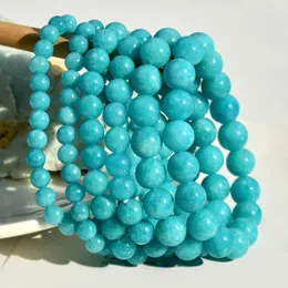 Strand Yumfeel Natural Stone Amazonite Summer Bohemian Vacation Surf Jewelry 6-10mm runda pärlor Elastisk handsträng