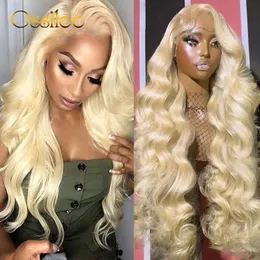 613 Blonde Lace Front Wigs Remy Brazilian Body Wave 13x4 Человеческие волосы Прозрачные для женщин 250% Плотность 240419