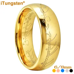 Itungsten 6mm 8mm Fashion Tungsten Carbide Ring for Men Women Engagement Wedding Band Trendy Jewelry Laser Graved Comfort Fit 240424