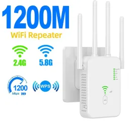 أجهزة التوجيه 5 جيجاهرتز WiFi Booster مكرر لاسلكي Wi Fi Extender 1200Mbps مكبر للشبكة 802.11n إشارة WiFi طويلة المدى