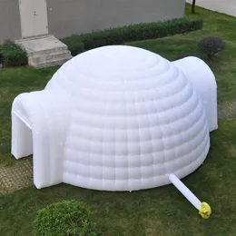 Preço da fábrica White Inflable Igloo Dome Tent com luzes LED 2 portas para a casa de acampamento ao ar livre marquista