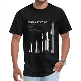 Męskie koszulki Space x Unisex Cotton Tshirt Mars BFR Rocket T Shirt for Men Spacex Starship Blueprint Harajuku punk Elon Musk Enginr T T240425