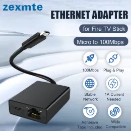 Kort Zexmte Chromecast Ethernet -adapter för Fire TV Stick Micro till 100 Mbps nätverkskort för Ultra Audio Google Ethernet Switch Adapte