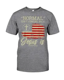 Mens T-Shirt Normal Isn't Coming Back Jesus Is Revelation 14 T-Shirts Summer Casual American Flag Print Tee Slim Fit Short Sleeve Top Unisex Oversized