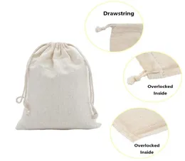 Gift Wrap 50pcs Double Drawstring Calico Cotton Muslin Bags for Wedding Party Favor Pouch Jewelry Packaging Bag Whole7689851