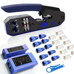 도구 RJ45 CRIMP 도구 Allinone 네트워크 Crimper CAT6 CRIMP 툴 키트 네트워크 케이블 테스터 와이어 스트리퍼 커넥터 보호 커버