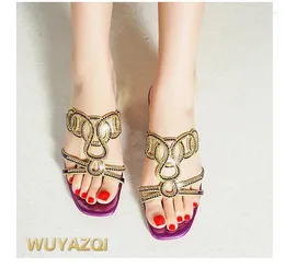 Fitness Shoes Wuyazqi Sandals and Slippers Summer Summer Red Red Rhinestone Bottom Drag With Diamond Beach Women Q8